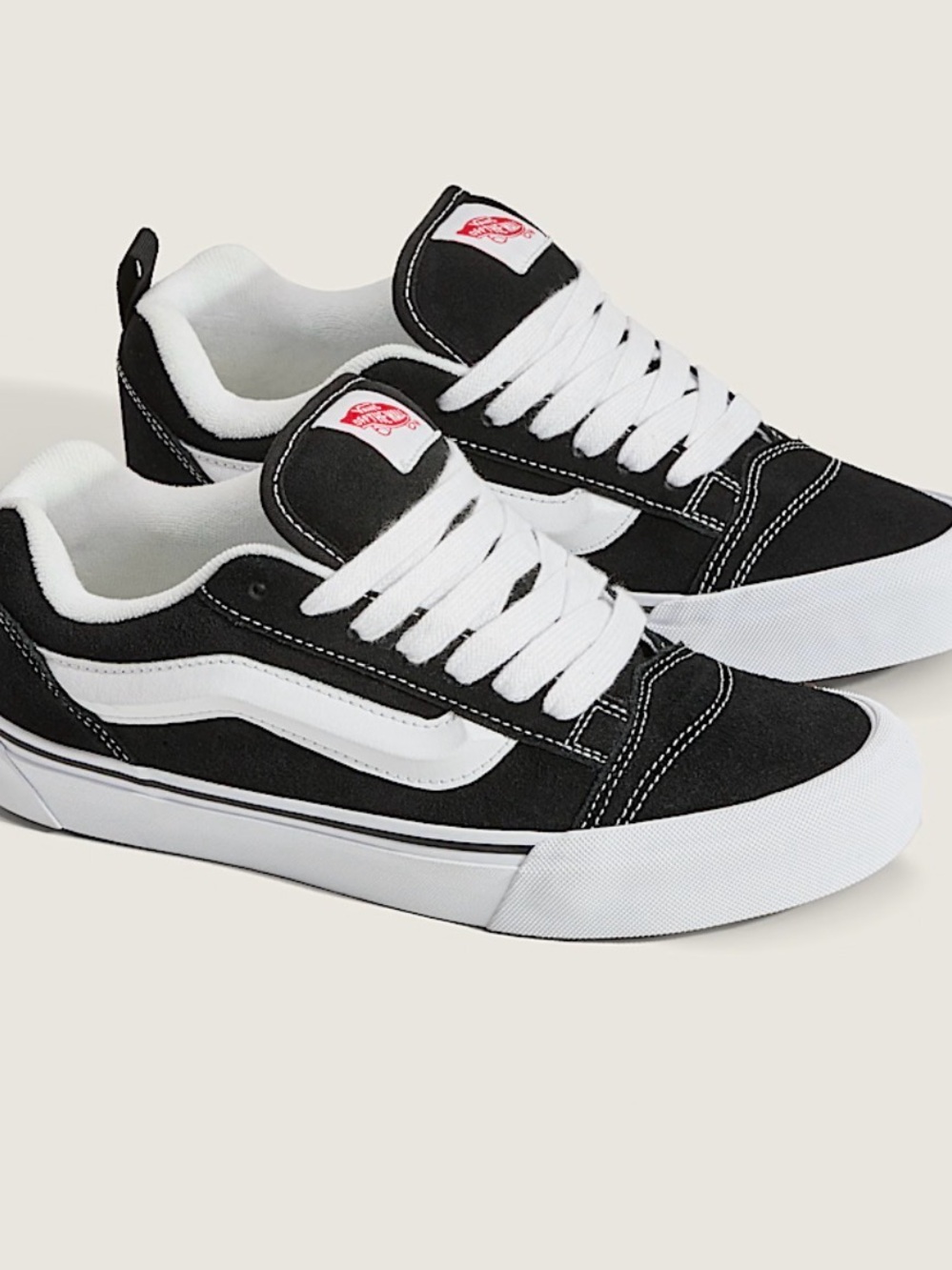 Vans Knu Skool Chunky Suede Black and White Skate Sneakers